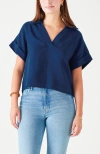 Voyageur By Mersea Hadley Boxy Linen Top In Blue