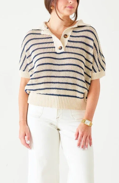 Voyageur By Mersea Lombard Crochet Polo Sweater