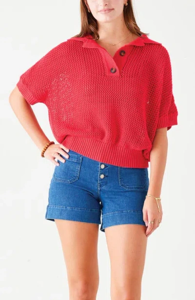 Voyageur By Mersea Lombard Crochet Polo Sweater