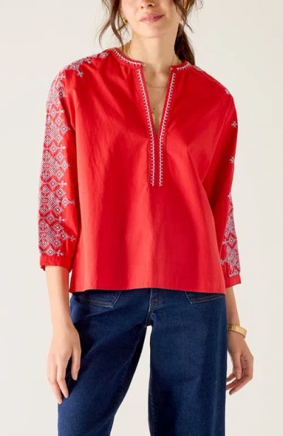 Voyageur By Mersea Pego Embroidered Top In Red