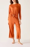 Voyageur By Mersea Satin Sailor Modal Pajama Set In Neutral