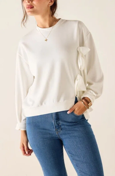 Voyageur By Mersea Simone Bow Crewneck Sweatshirt In White