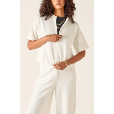 Voyageur By Mersea Simone Short Sleeve Zip-up Jacket In White