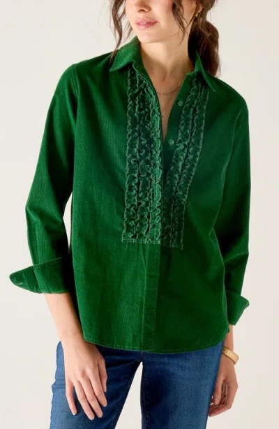 Voyageur By Mersea Tuxedo Ruffle Shirt In Green