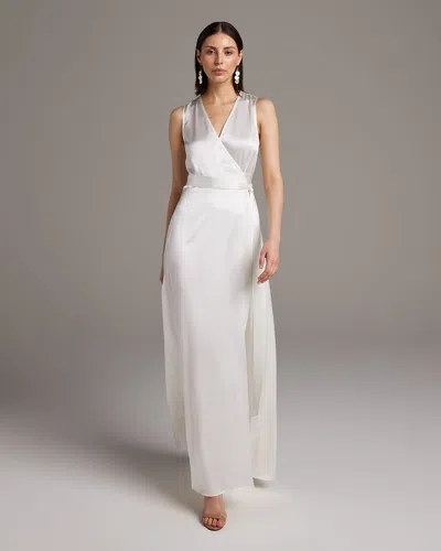 Voz Bridal Frontward Wrap Dress In Ivory