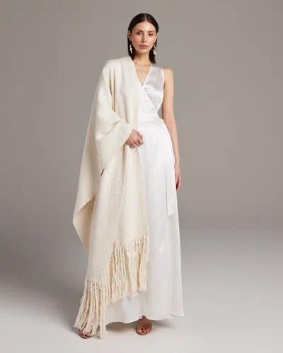 Voz Bridal Organic Cotton Fringe Wrap In Ivory