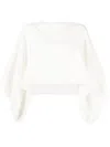 Voz Cropped Long-sleeved Cape Top In White