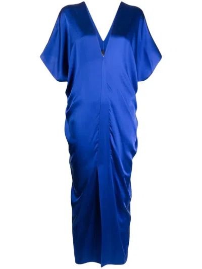 Voz Weites Seidenkleid In Blue
