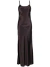 Voz Liquid Silk Slip Dress In Brown
