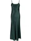 Voz Liquid Silk Slip Dress In Green