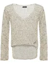 Voz Marl-knit High-low Top In Neutrals