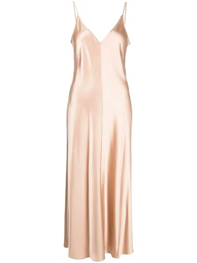 Voz Satin V-neck Slip Dress In Neutrals
