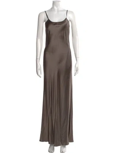 Pre-owned Voz Silk Long Dress In Brown