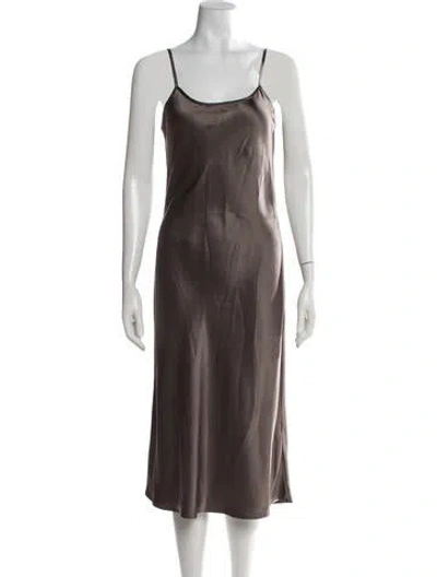 Pre-owned Voz Silk Midi Length Dress In Brown