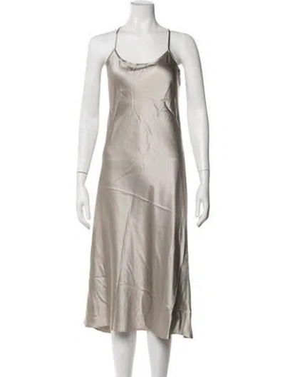 Pre-owned Voz Silk Midi Length Dress In Grey