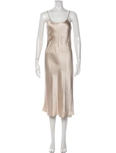 Pre-owned Voz Silk Midi Length Dress In Neutrals