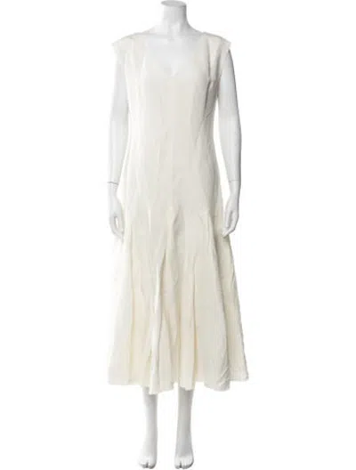 Pre-owned Voz Silk Midi Length Dress In Neutrals