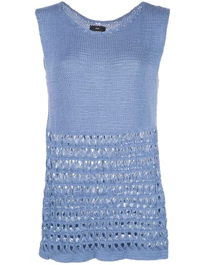 Voz Sleeveless Knitted Top In Blue
