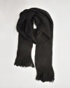 Voz Solid Fringe Scarf In Black