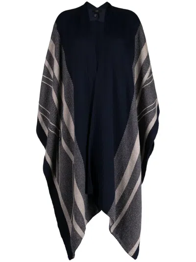 Voz Striped Alpaca Duster In Blue
