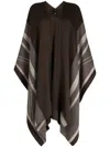 Voz Offener Poncho Mit Streifen In Brown