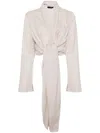 Voz Tie-fastening Cropped Cardigan In Neutrals