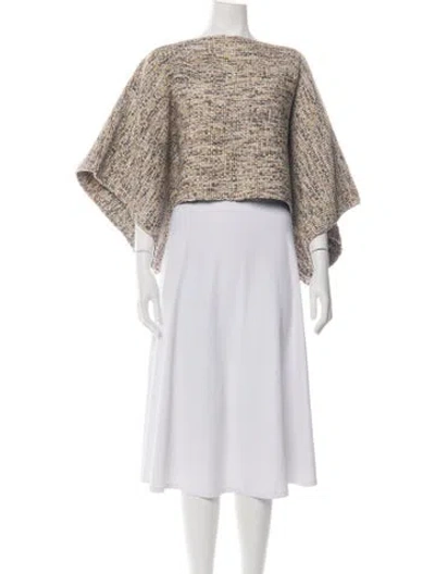 Pre-owned Voz Tweed Pattern Crew Neck Sweater In Neutrals