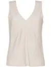 Voz V-neck Seam-detailing Top In Neutrals