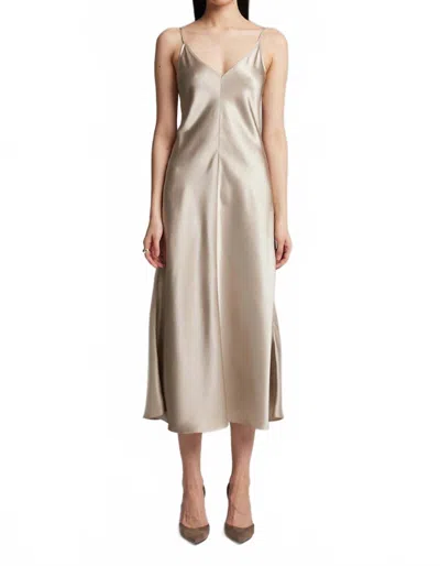 Voz V-neck Slip Dress In Silver In Neutral