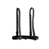 Vp Concept Women's Black Matte Leather Belt With Shoulder Straps Statement Harness