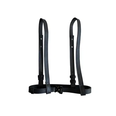 Vp Concept Women's Black Matte Leather Belt With Shoulder Straps Statement Harness