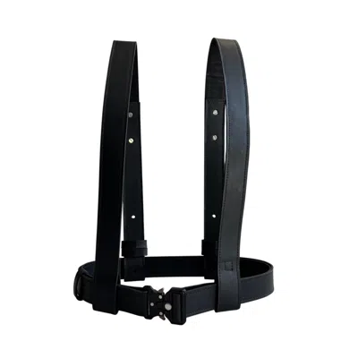 Vp Concept Women's Black Matte Leather Suspender Harness Statement Piece