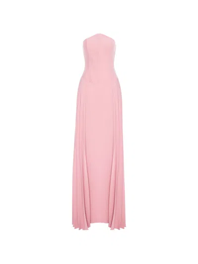 V:pm Atelier Addison Strapless Pleated Dress In Pink