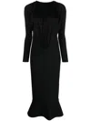 V:pm Atelier Alette Draped Fluted Maxi Dress In Black