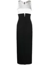 V:pm Atelier Aria Two-tone Crepe Maxi Dress In Black