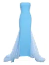 V:pm Atelier Ariana Strapless-fishtail Maxi Gown In Blue