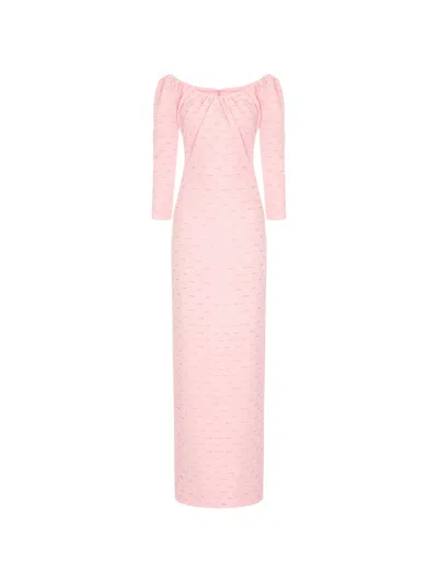 V:pm Atelier Birgitte Crystal-embellished Ruched Maxi Dress In Pink