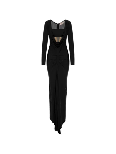 V:pm Atelier Donna Draped Cutout Maxi Dress In Black