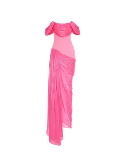V:pm Atelier Fatima Draped Maxi Dress In Pink