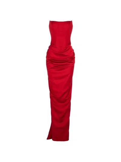 V:pm Atelier Flavia Corset-style Draped Maxi Dress In Red