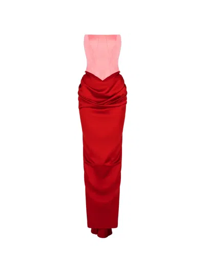 V:pm Atelier Flavia Corset-style Draped Maxi Dress In Red