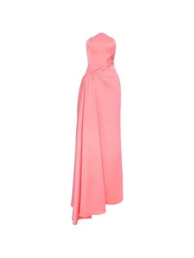 V:pm Atelier Kira Strapless Draped-detailing Maxi Dress In Pink