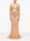 V:pm Atelier Kosa Long-sleeve Maxi Dress In Neutral