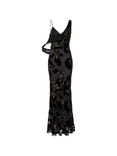 V:pm Atelier Lucya Floral-devoré Maxi Dress In Black