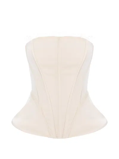 V:pm Atelier Peggy Lace-trimmed Corset Top In Neutral