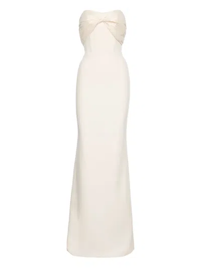 V:pm Atelier Pleated Strapless Dress In White