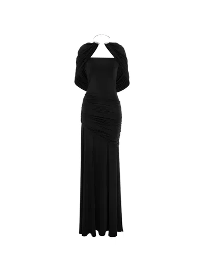 V:pm Atelier Rogue Draped Ruched Maxi Dress In Black