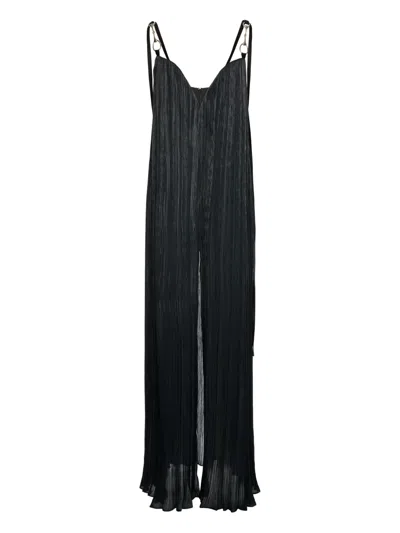 V:pm Atelier Rossa Plissé Strap Maxi Dress In Black