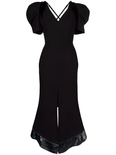V:pm Atelier Rovena Open-back Midi Dress In Black