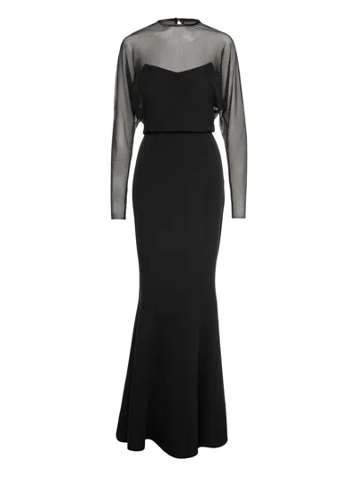 V:pm Atelier Roxette Sheer-top Fishtail Maxi Dress In Black